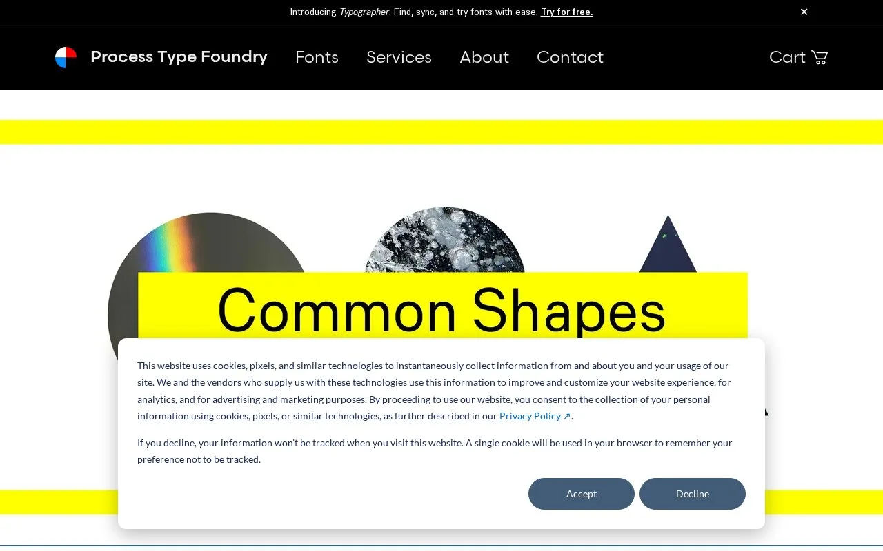 Screenshot of the Process Type Foundry homepage
