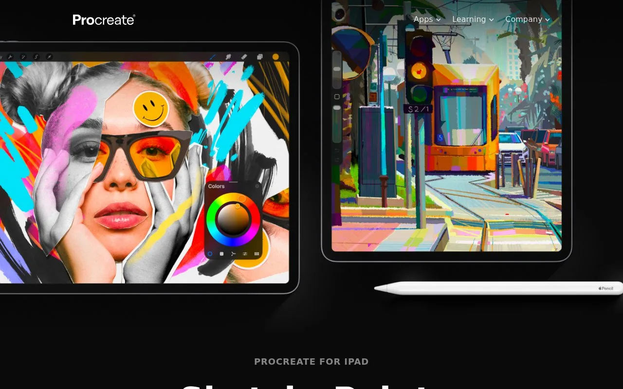 Screenshot of the Procreate homepage