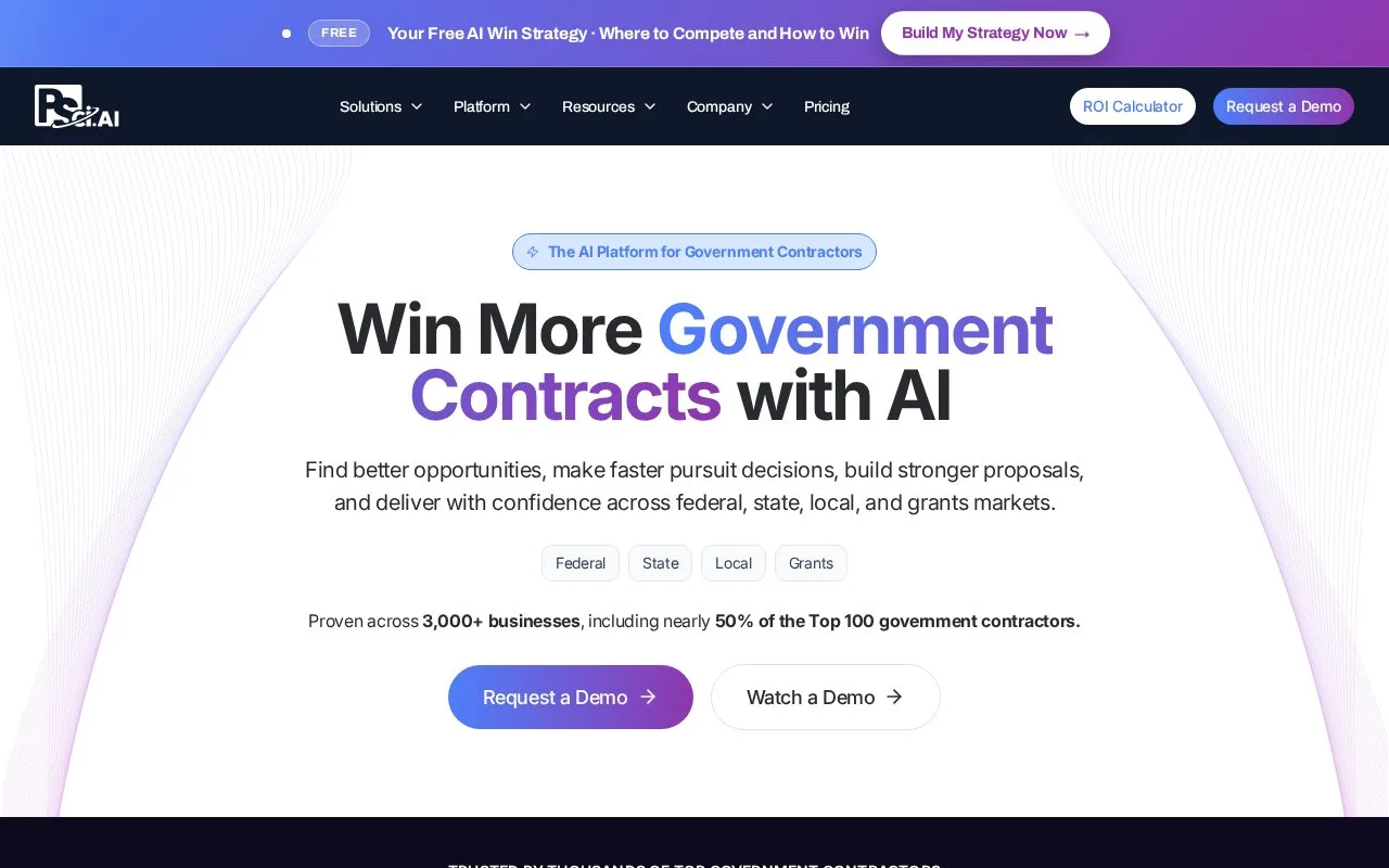 Screenshot of the Procurement Sciences homepage