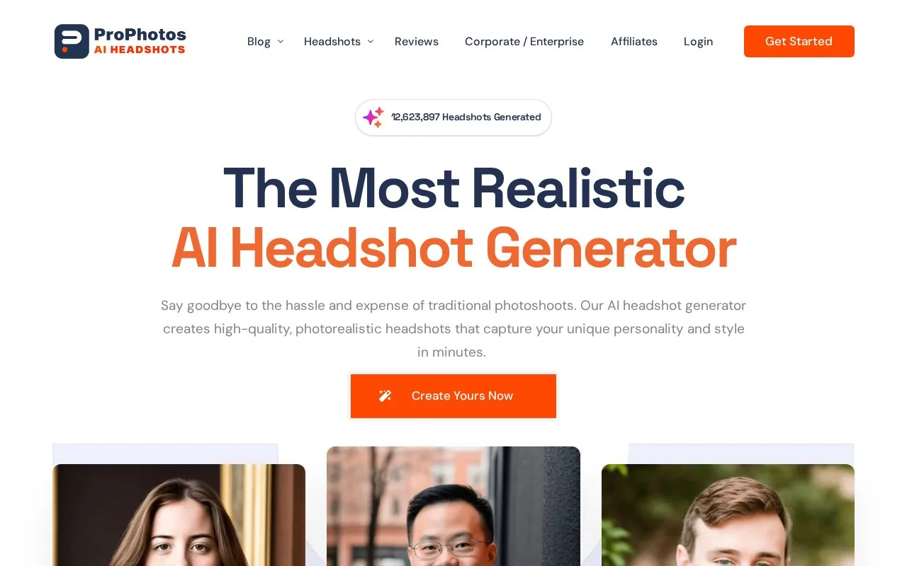 Screenshot of the ProPhotos homepage