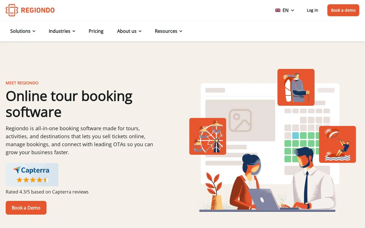 Screenshot of the Regiondo homepage