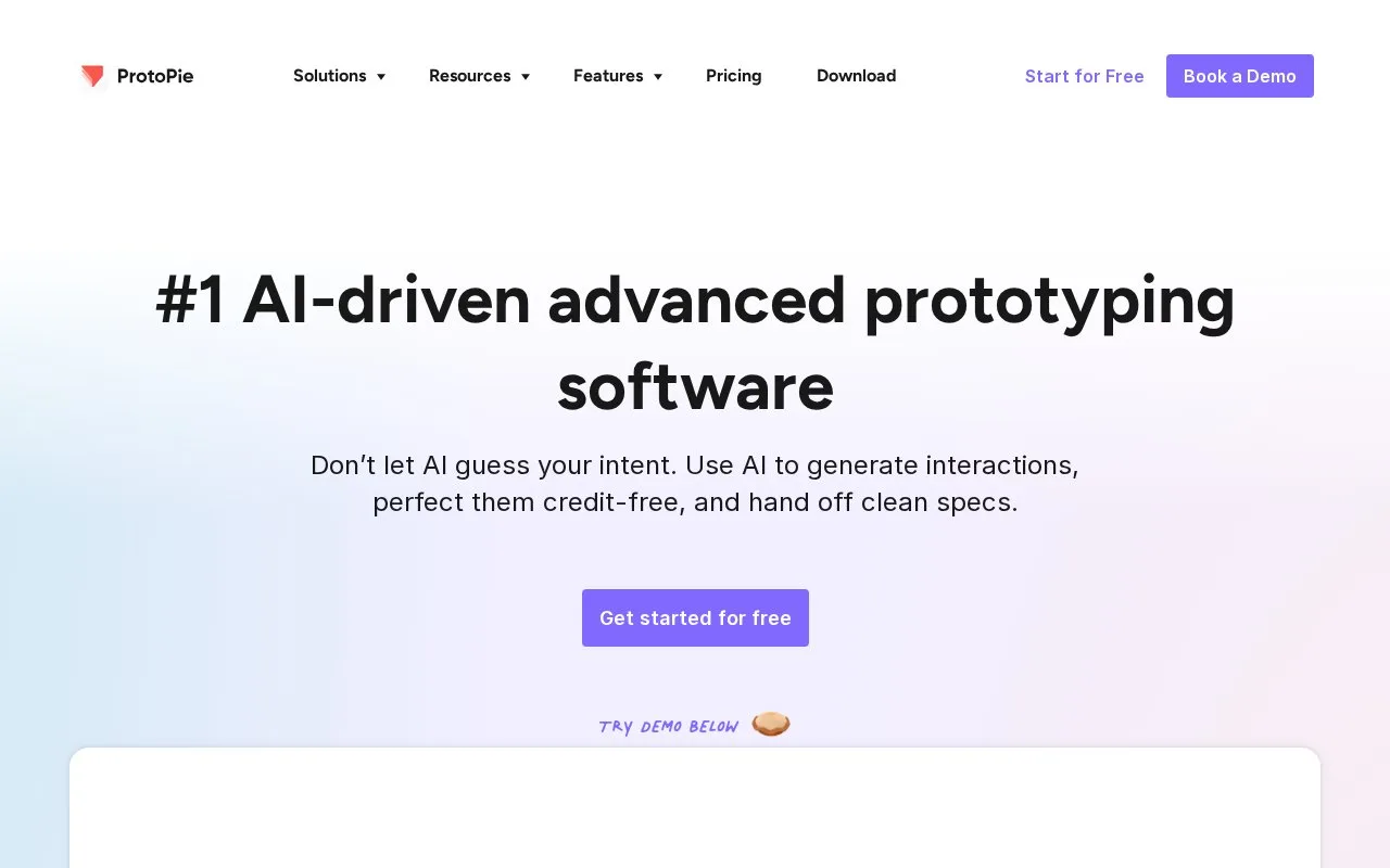 Screenshot of the ProtoPie homepage