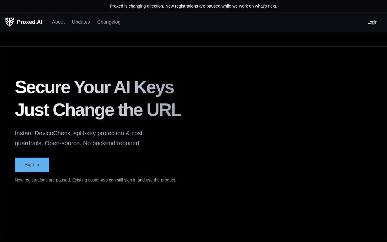 Screenshot of the Proxed.AI homepage