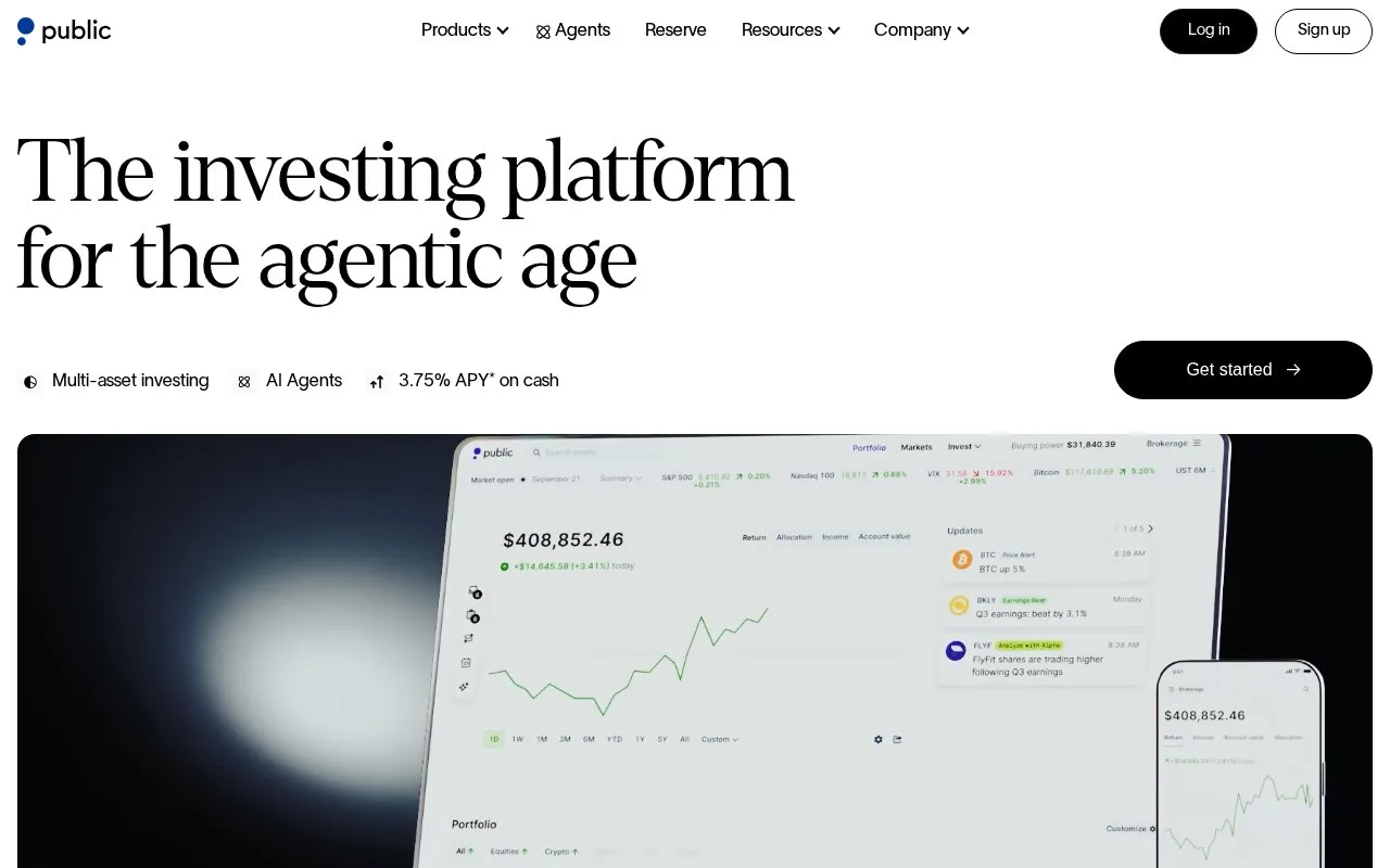 Screenshot of the Public homepage