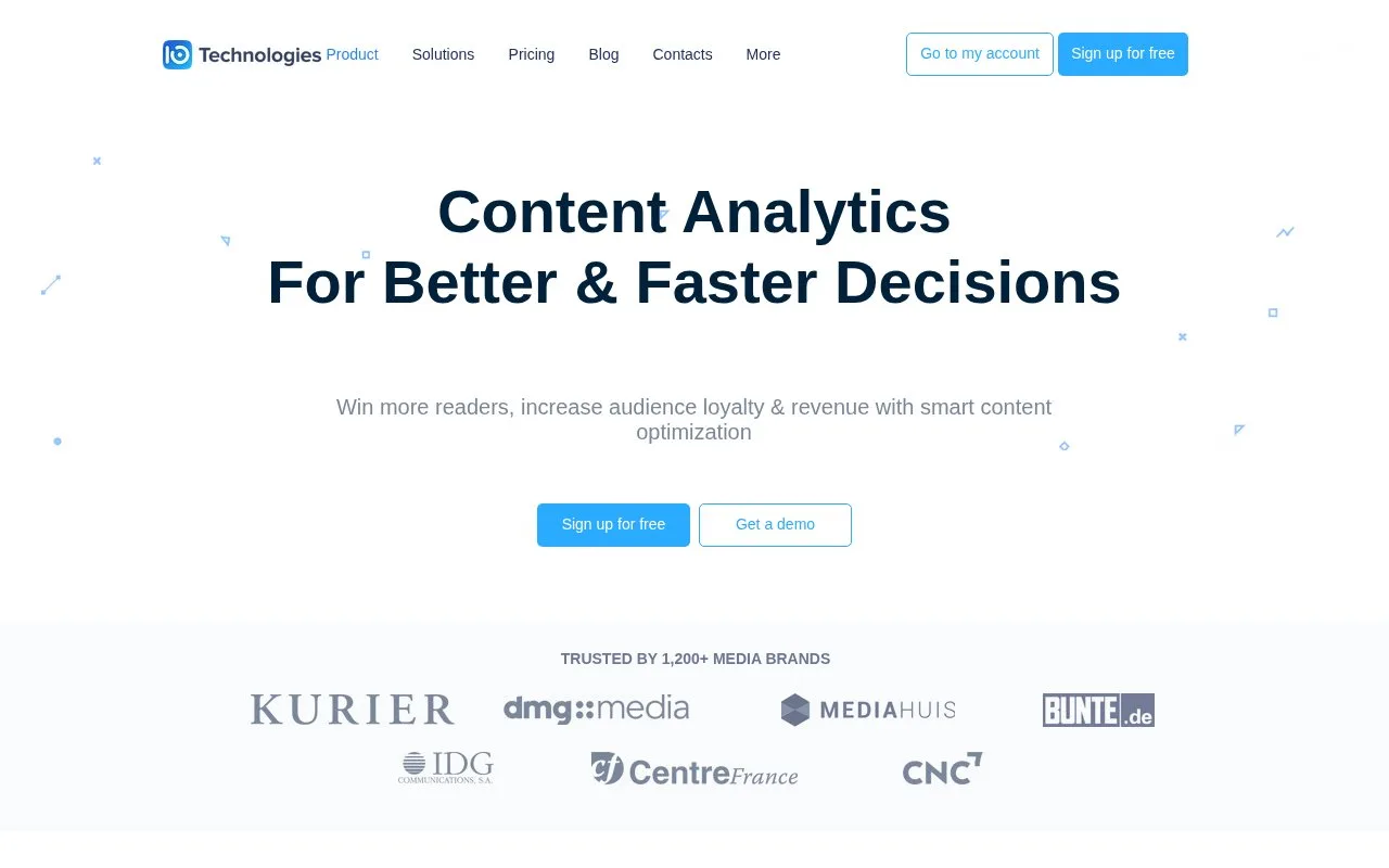 Screenshot of the IO Technologies homepage