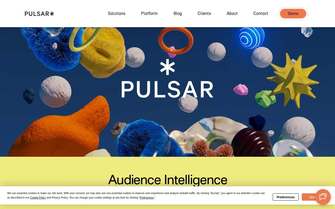 Screenshot of the Pulsar homepage