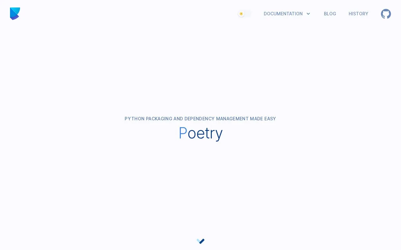 Screenshot of the Poetry homepage