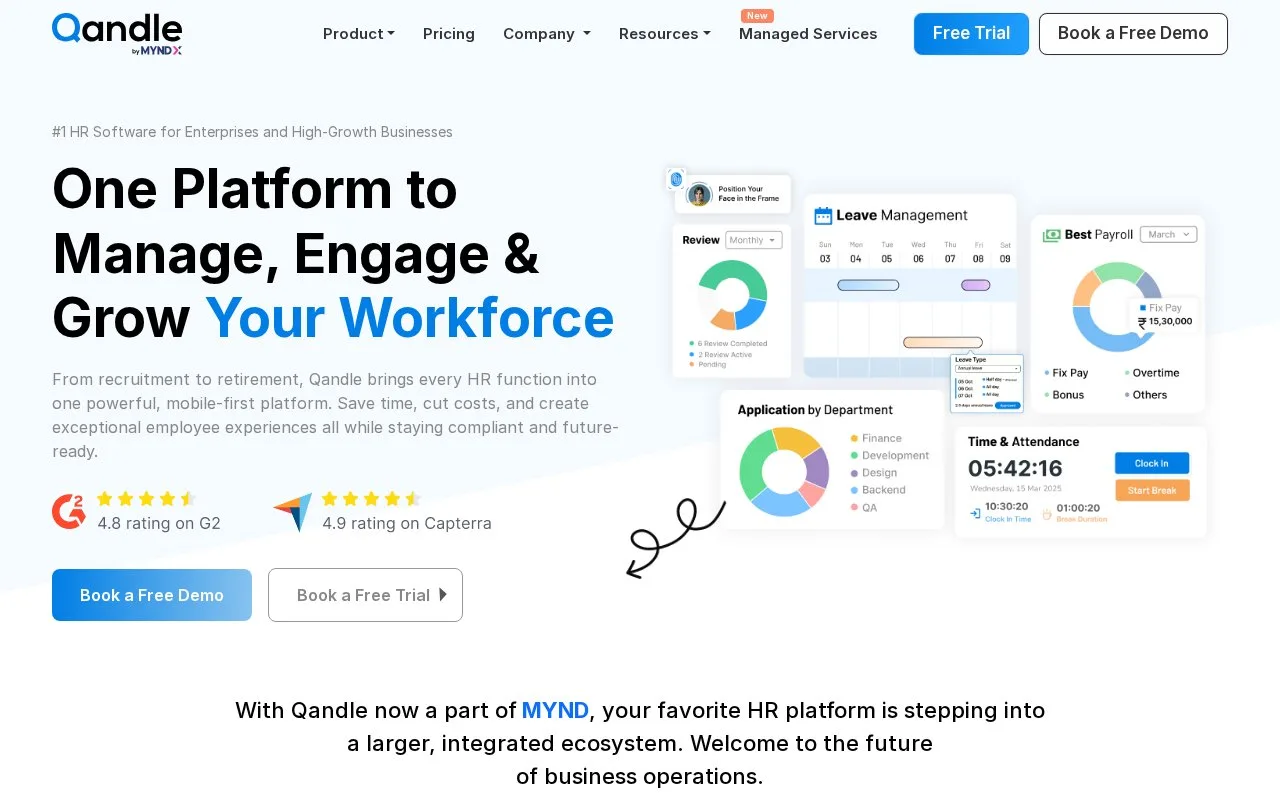 Screenshot of the Qandle homepage