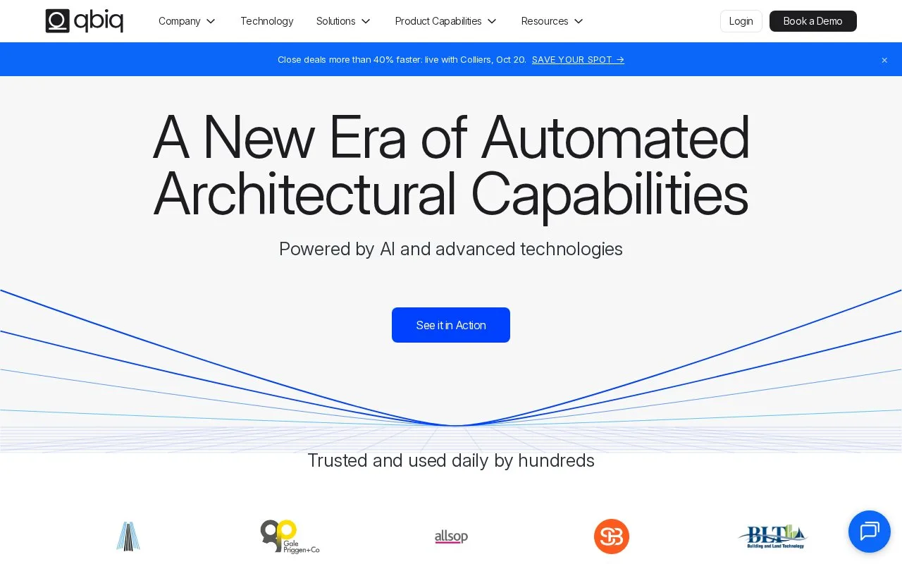 Screenshot of the qbiq homepage