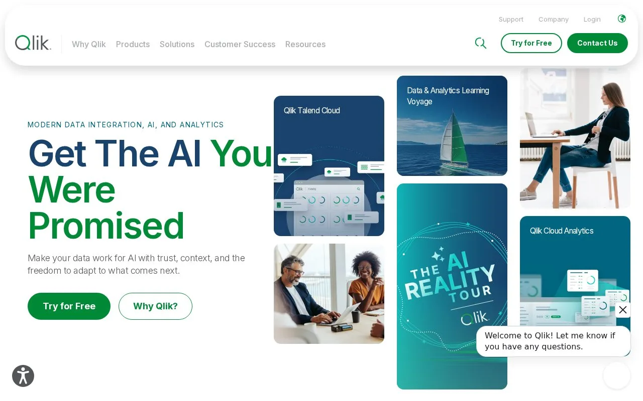 Screenshot of the Qlik homepage