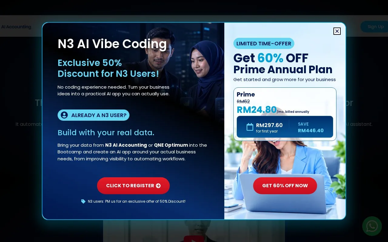 Screenshot of the N3 AI Accounting homepage