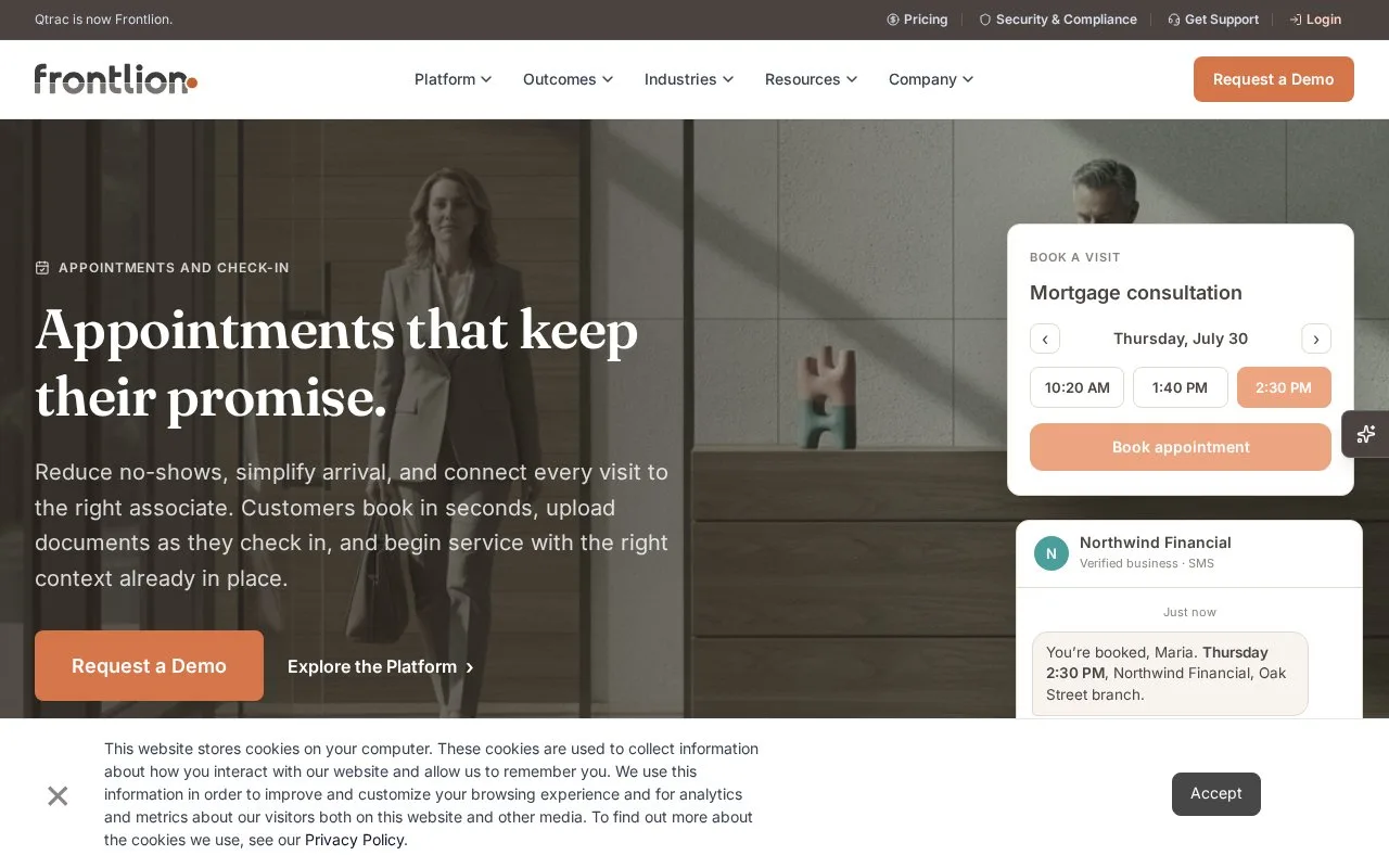 Screenshot of the Frontlion homepage