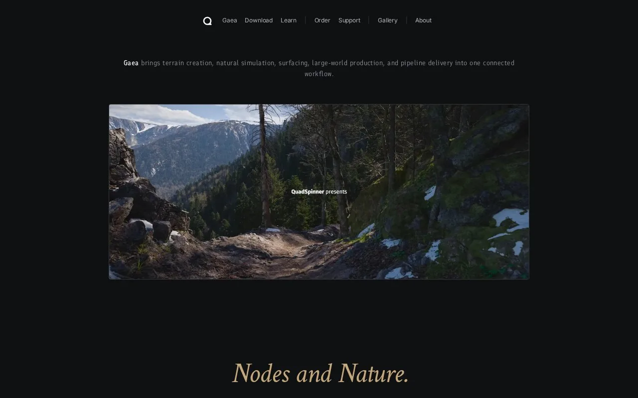Screenshot of the Gaea homepage