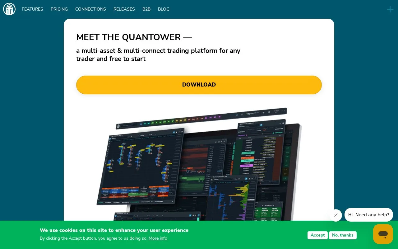 Screenshot of the Quantower homepage