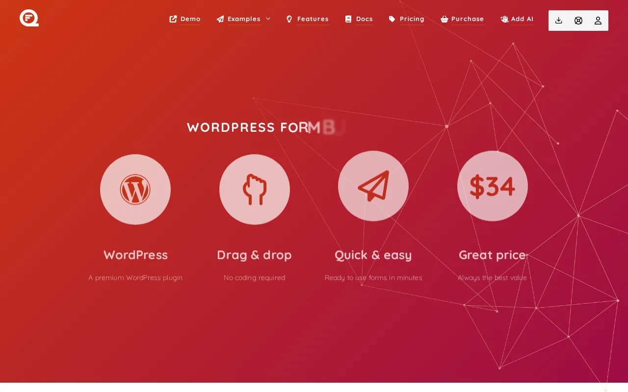 Screenshot of the Quform homepage