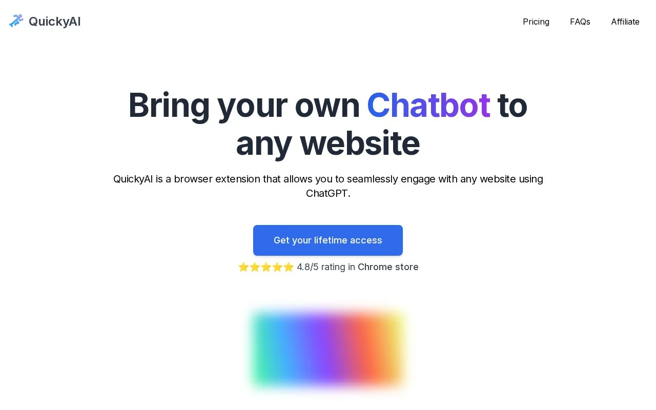 Screenshot of the QuickyAI homepage