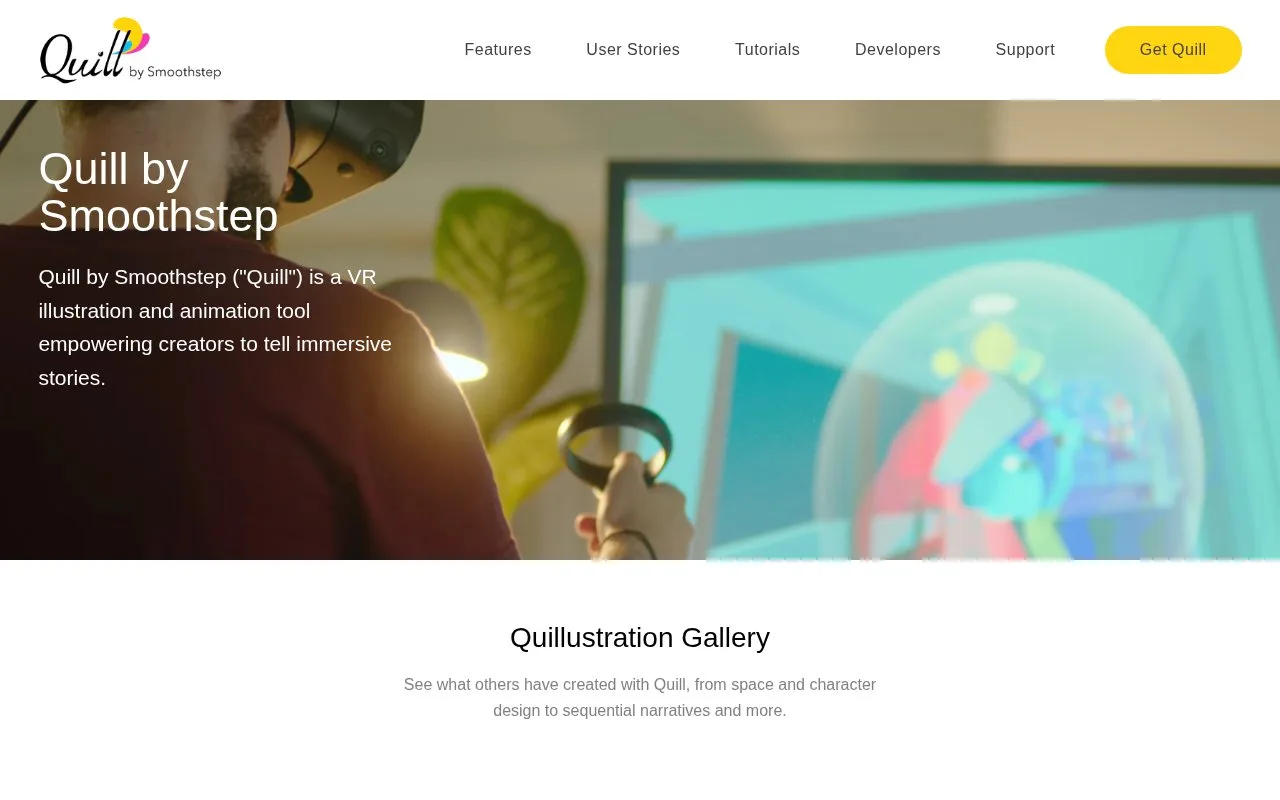 Screenshot of the Quill by Smoothstep homepage