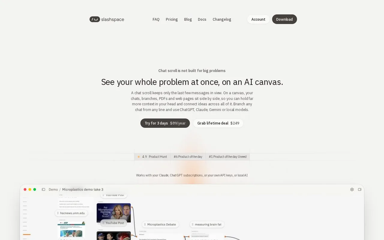 Screenshot of the Slashspace homepage
