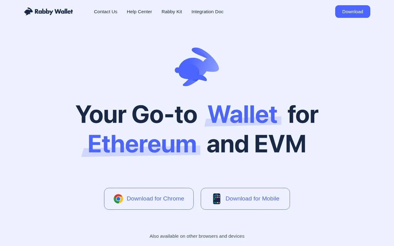 Screenshot of the Rabby Wallet homepage