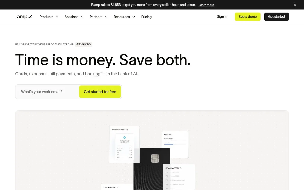 Screenshot of the Ramp homepage