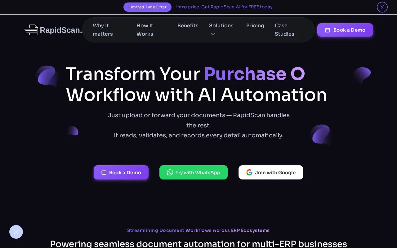 Screenshot of the RapidScan.AI homepage