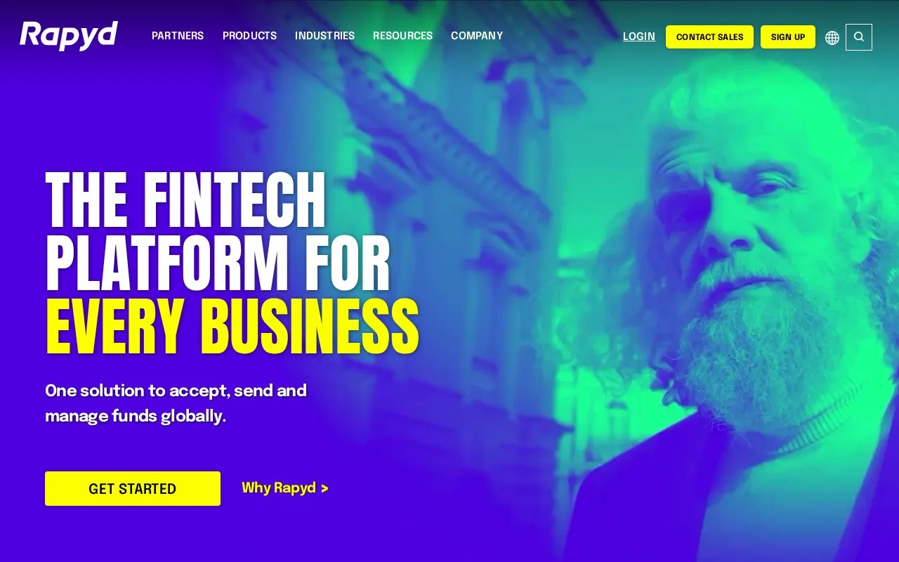 Screenshot of the Rapyd homepage