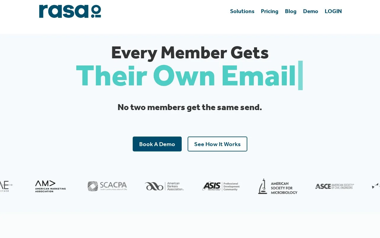 Screenshot of the Rasa.io homepage