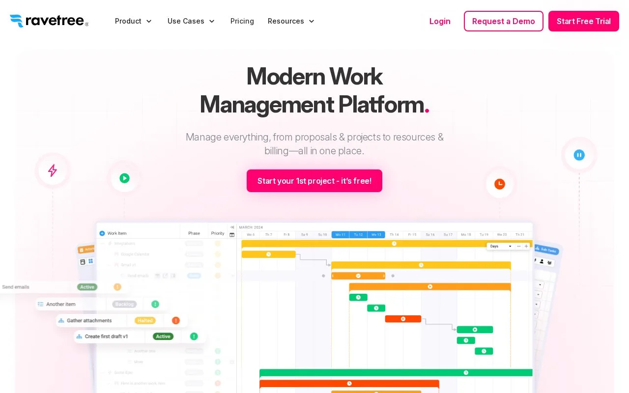 Screenshot of the Ravetree homepage