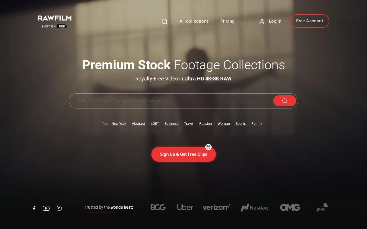 Screenshot of the RawFilm homepage