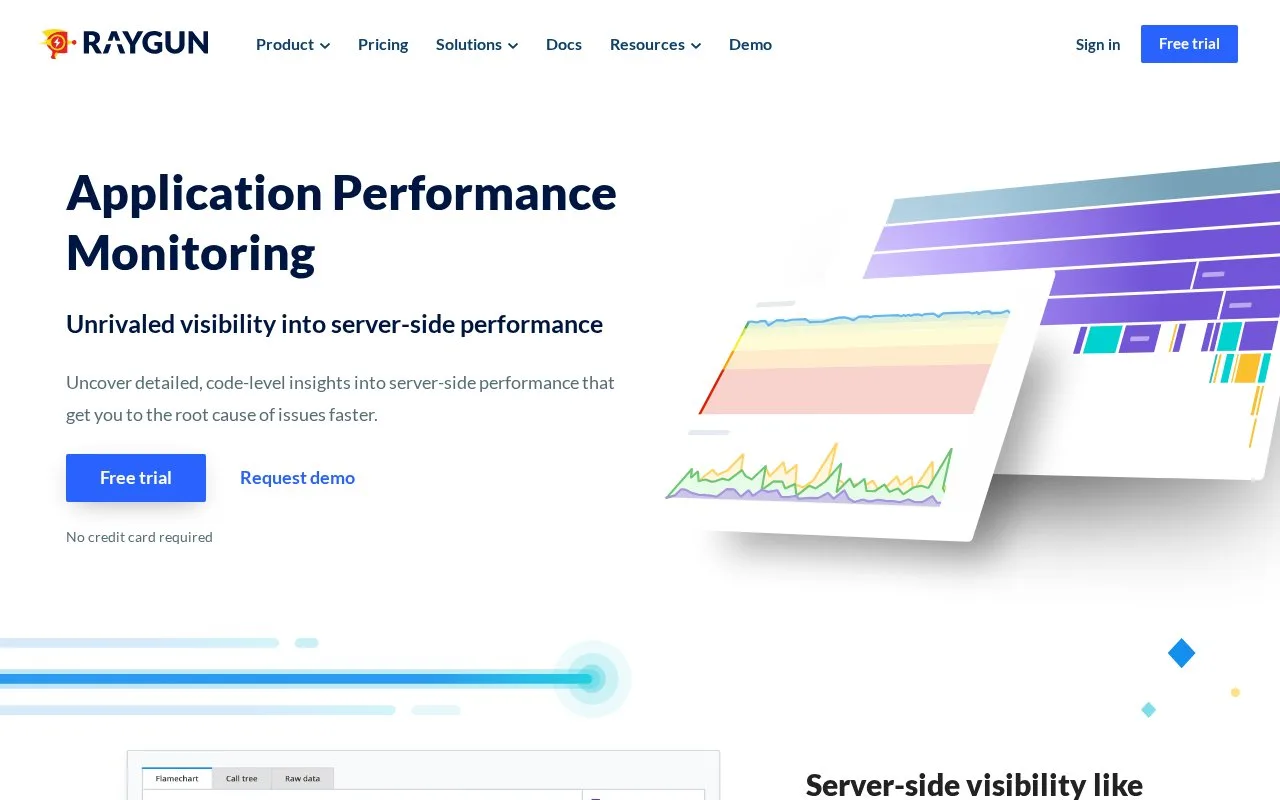 Screenshot of the Raygun APM homepage