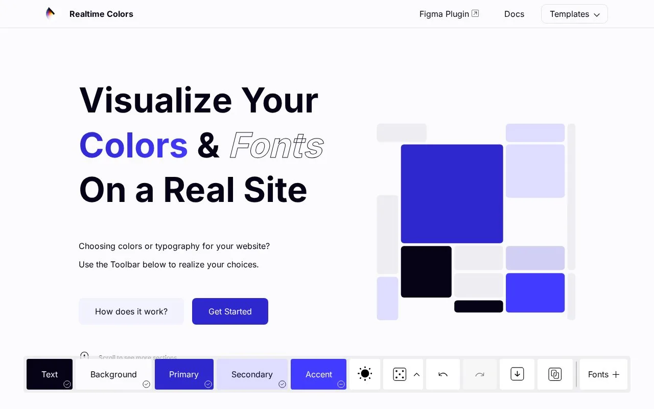 Screenshot of the Realtime Colors homepage