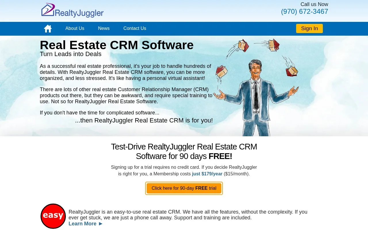 Screenshot of the RealtyJuggler homepage