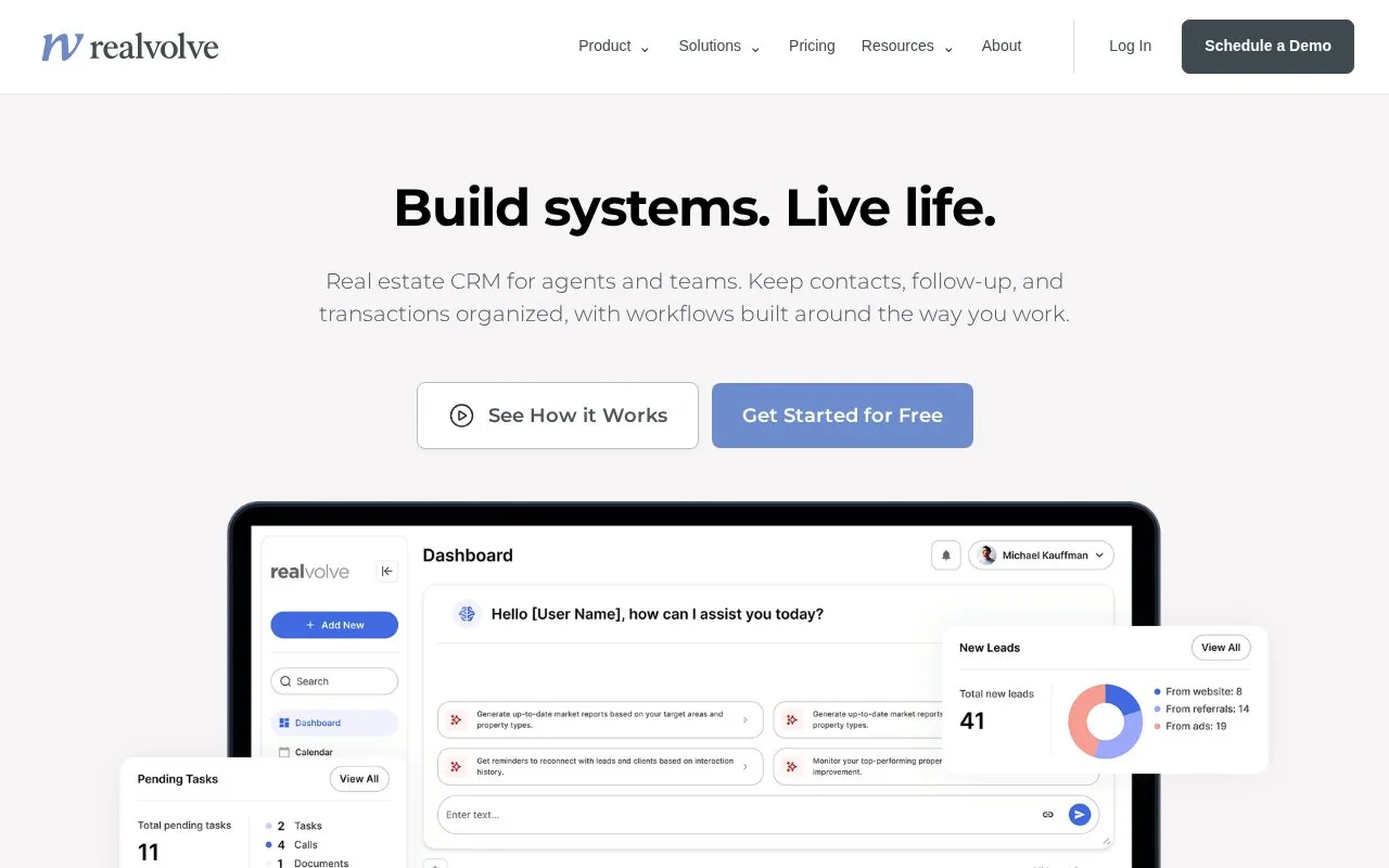 Screenshot of the Realvolve homepage