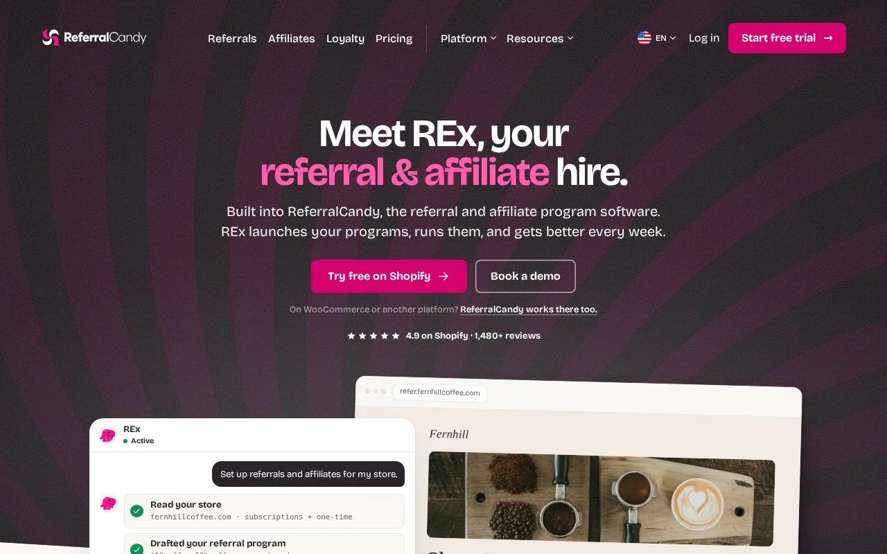 Screenshot of the ReferralCandy homepage