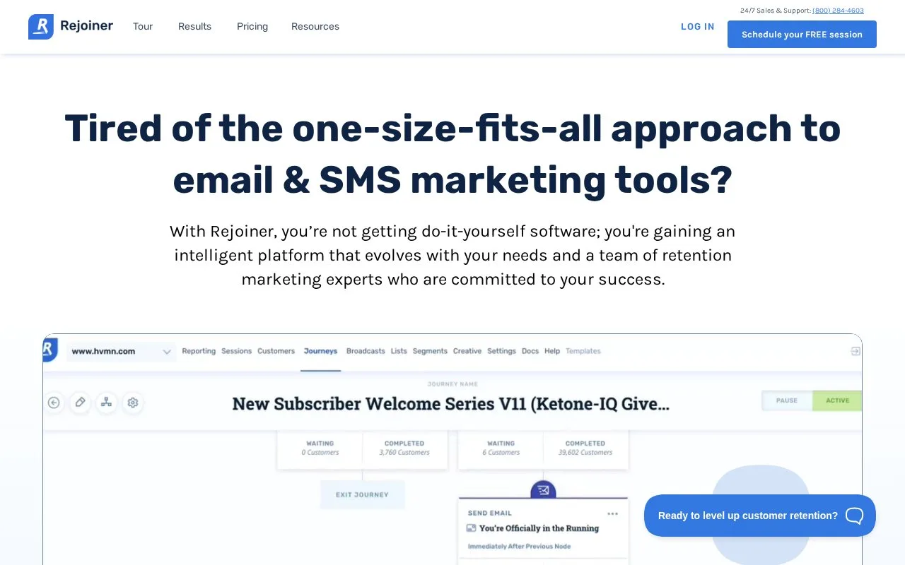 Screenshot of the Rejoiner homepage