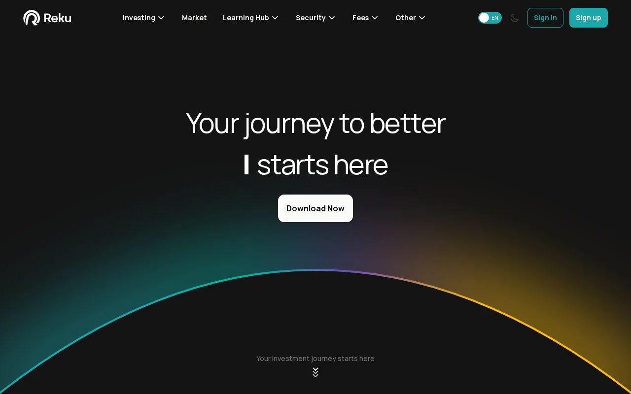 Screenshot of the Reku homepage