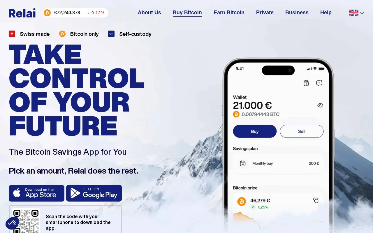 Screenshot of the Relai homepage