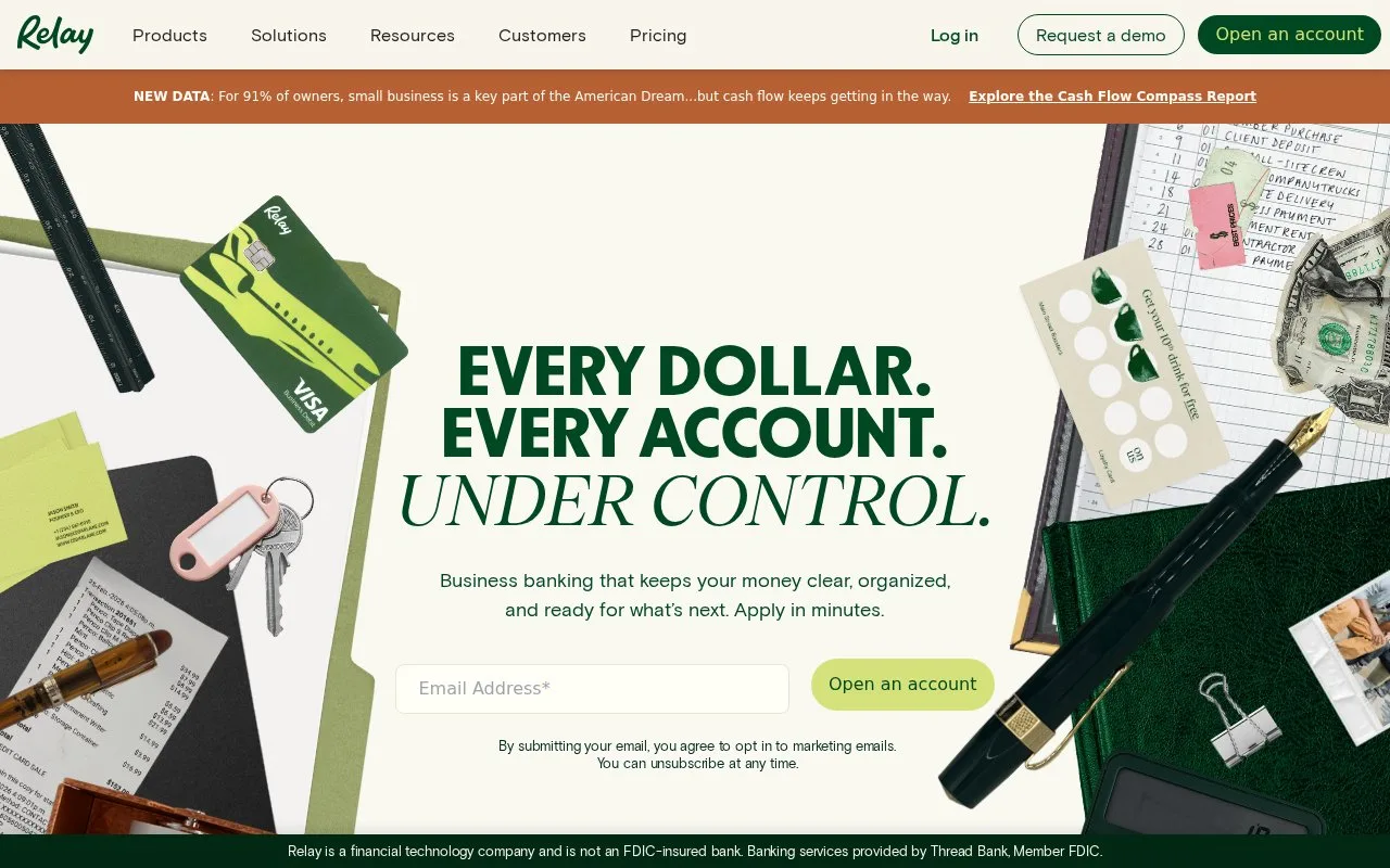 Screenshot of the Relay homepage