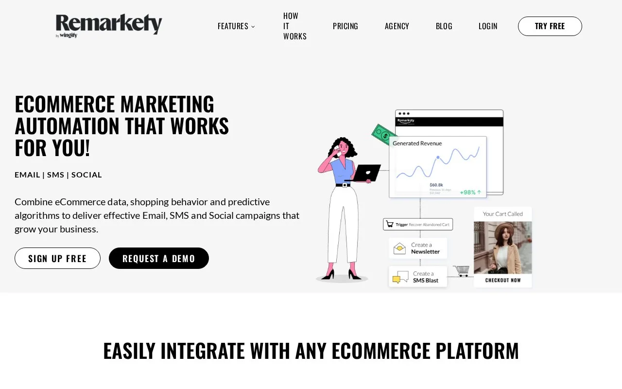 Screenshot of the Remarkety homepage