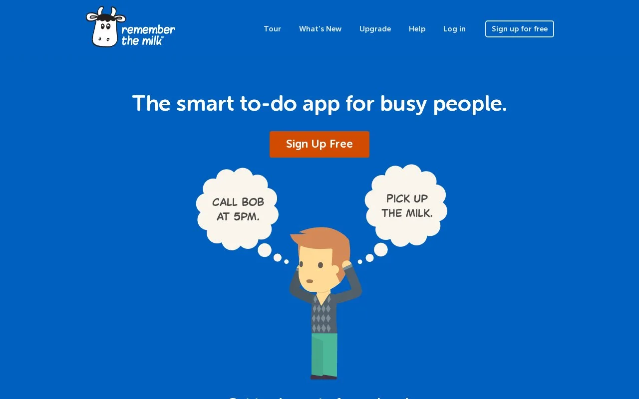 Screenshot of the Remember The Milk homepage
