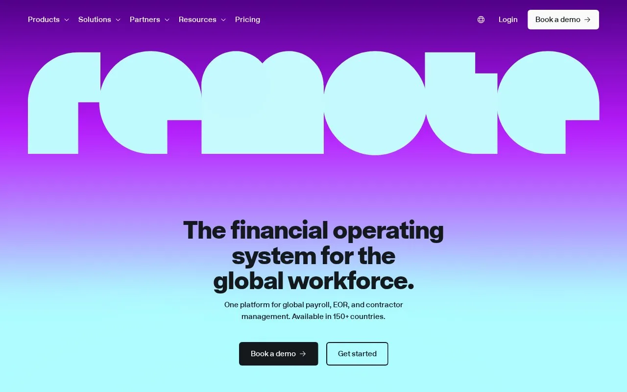 Screenshot of the Remote homepage