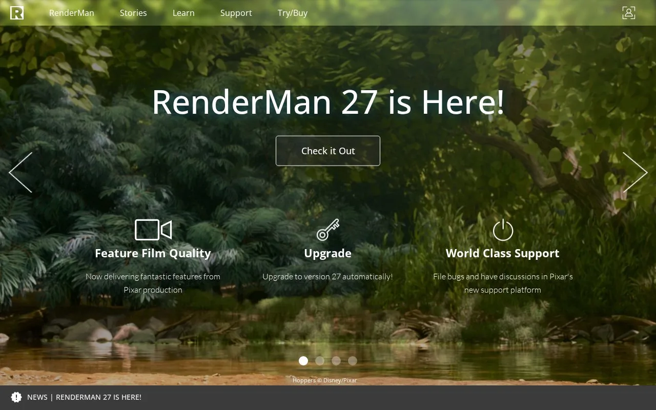 Screenshot of the RenderMan homepage
