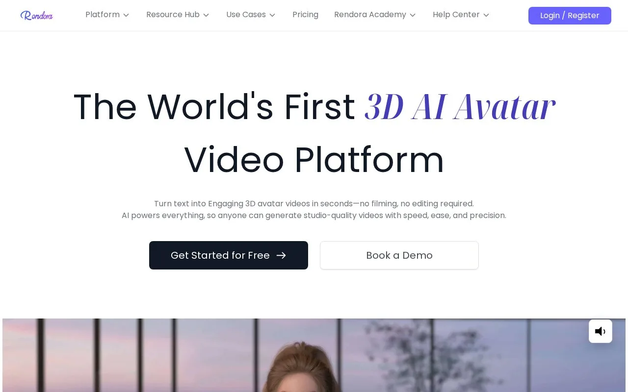 Screenshot of the Rendora homepage