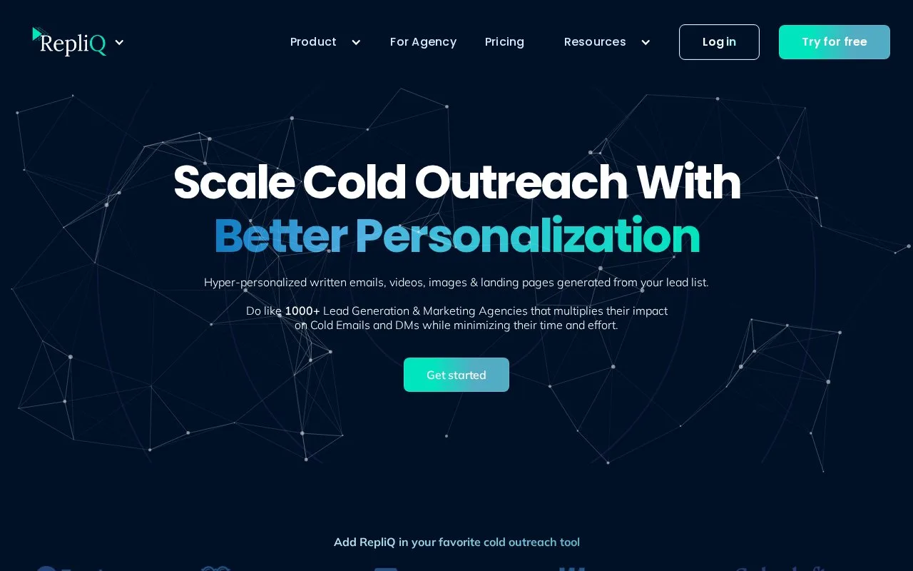 Screenshot of the RepliQ homepage