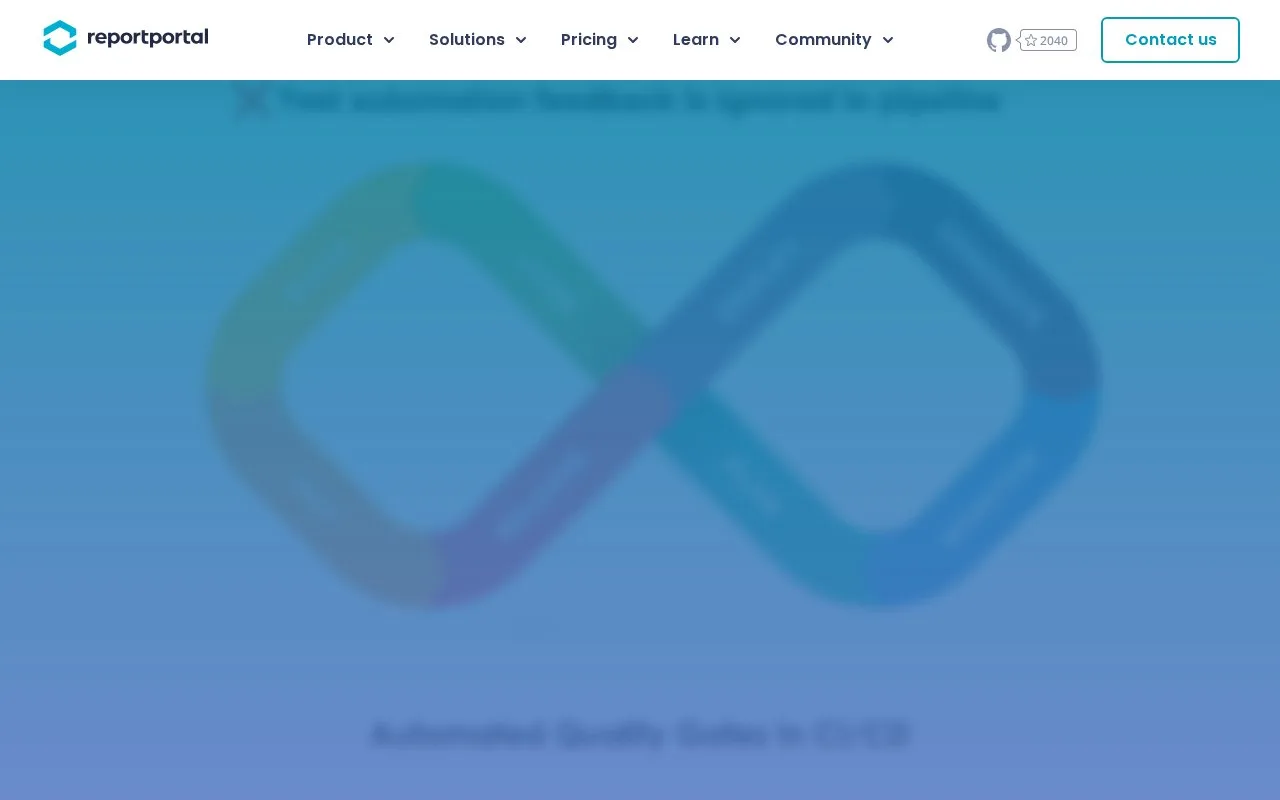 Screenshot of the ReportPortal homepage