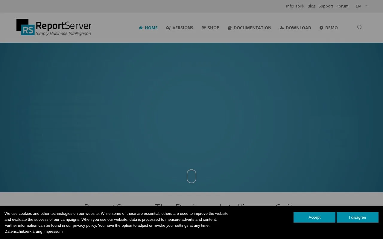 Screenshot of the ReportServer homepage