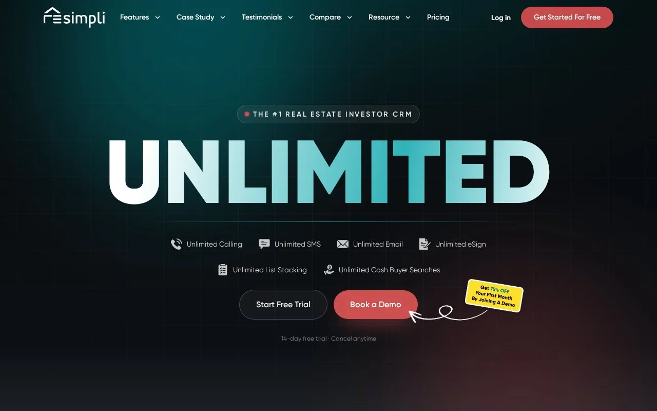 Screenshot of the REsimpli homepage