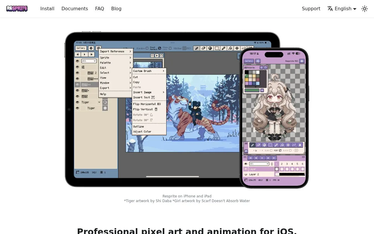 Screenshot of the Resprite homepage