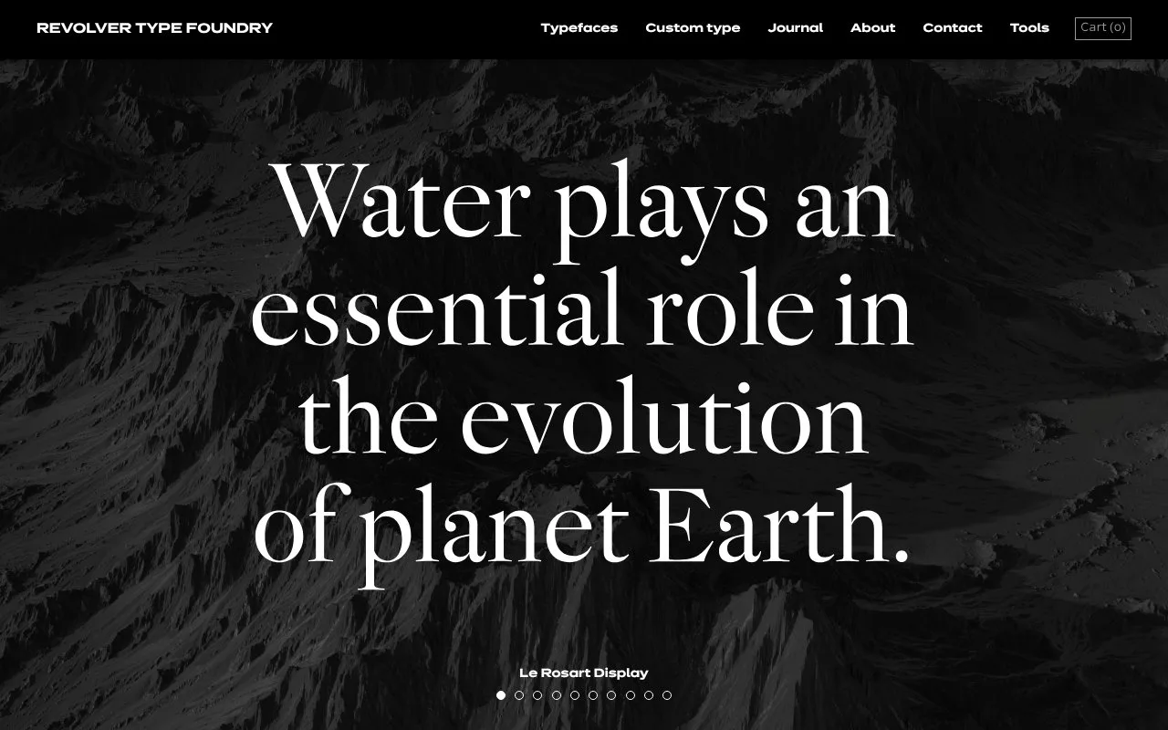 Screenshot of the Revolver Type Foundry homepage