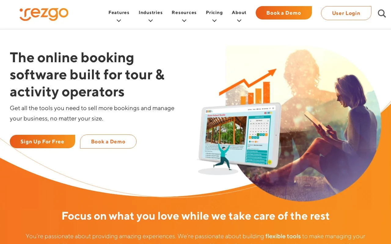 Screenshot of the Rezgo homepage